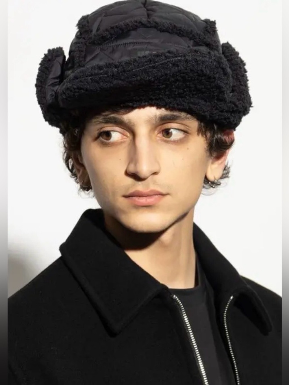 UGG Men's Black Quilted Sherpa Trapper Hat - Size S/M
